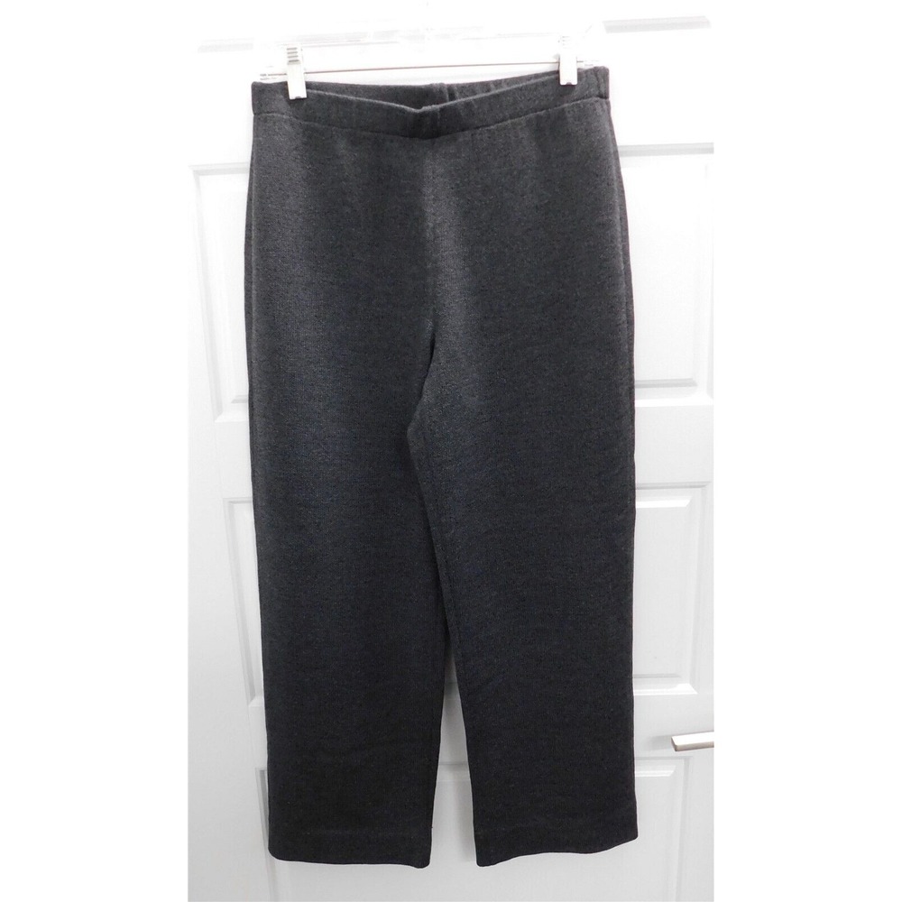 St John Collection Dark Grey Santana Knit Flat Front Pants USA 10